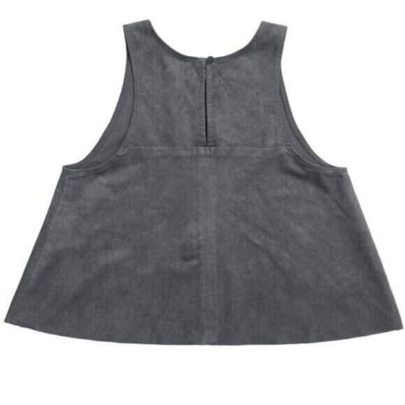 Aritzia Octave Vegan Suede Draped Cropped Sleeveless Blouse In Gray Size XXS - Picture 6 of 7